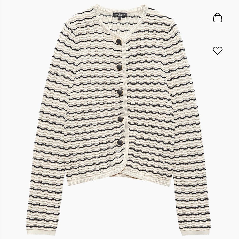 Rag & Bone Elisa Wavy Striped Cardigan in Cream